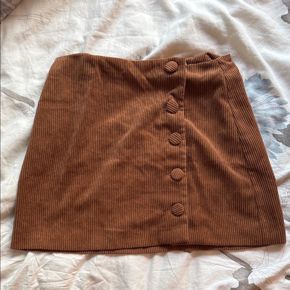 Elegant Brown Corduroy Mini Skirt